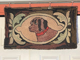 St. Bernard Dog Hooked Rug - Circa 1900