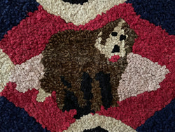 'Sad Dog' hooked rug