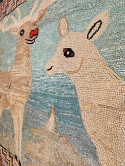 Deer and Doe Hooked Rug. SOLD