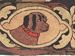 St. Bernard Dog Hooked Rug - Circa 1900. -  SOLD