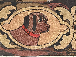 St. Bernard Dog Hooked Rug - Circa 1900