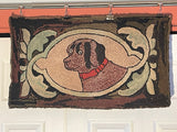 St. Bernard Dog Hooked Rug - Circa 1900. -  SOLD