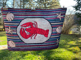 Lobster Center Motif Hooked Rug