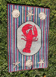 Lobster Center Motif Hooked Rug