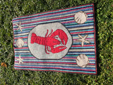 Lobster Center Motif Hooked Rug