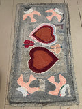 Hearts and Birds Whimsical Hooked Rug