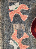 Hearts and Birds Whimsical Hooked Rug