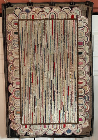 Hit and Miss Hooked Rug with creative border - Hold