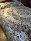 Beautiful lace work with Battenberg linen inserts -  Bed Covering
