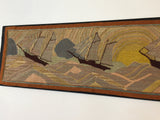 Grenfell Hooked Rug of sailing ships at sea  SOLD