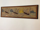 Grenfell Hooked Rug of sailing ships at sea  SOLD