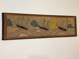 Grenfell Hooked Rug of sailing ships at sea  SOLD