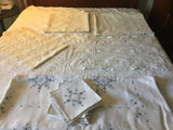 Linen Embroidered Table Cloth with 12 matching napkins